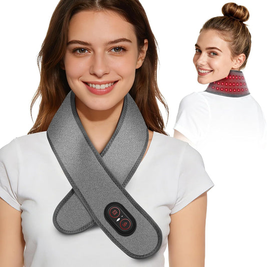 Cordless Neck Heating Pad for Pain, Neck Massager with 660Nm 850Nm Red Light, Neck Heating Pad for Pain Electric, Heated Neck Brace Wrap for Soreness Stiffness Pain Relief