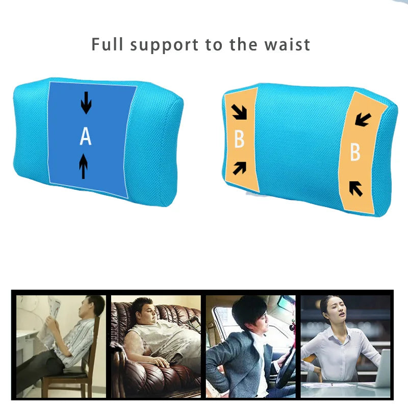 1Pcs  Portable Inflatable Lumbar Support Cushion/ Massage Pillow for Travel Office Car Camping to Wais Back Pain Relief