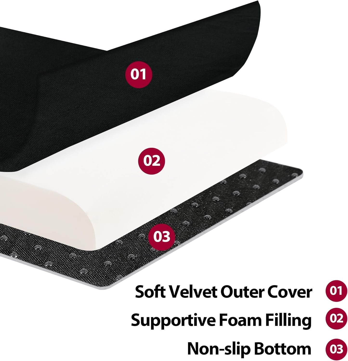 Recliner Seat Cushion with Lumbar Supportive Pillow Extra Large Non-Slip Seat Cushion with Back Support Cushions,Cruve Edge Design for Relief Thighs Pressure, Black