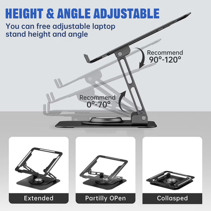 Laptop Stand for Desk,  Aluminium Alloy Adjustable 360° Ergonomic Riser for 10-16" Laptops