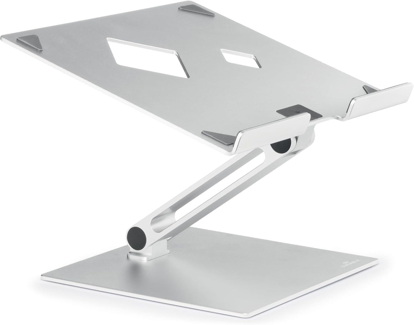 Folding Adjustable Laptop and Tablet Stand - Non-Slip Silver Aluminum Mount for 10" to 17" Devices - Portable Design for Convenient Storage