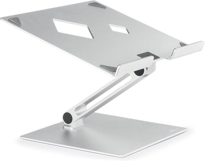 Folding Adjustable Laptop and Tablet Stand - Non-Slip Silver Aluminum Mount for 10" to 17" Devices - Portable Design for Convenient Storage
