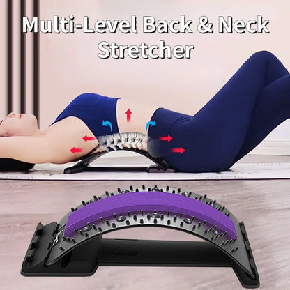 Multi-Level Back & Neck Stretcher - Adjustable Lumbar Support for Deep Stretch, Yoga-Like Flexibility