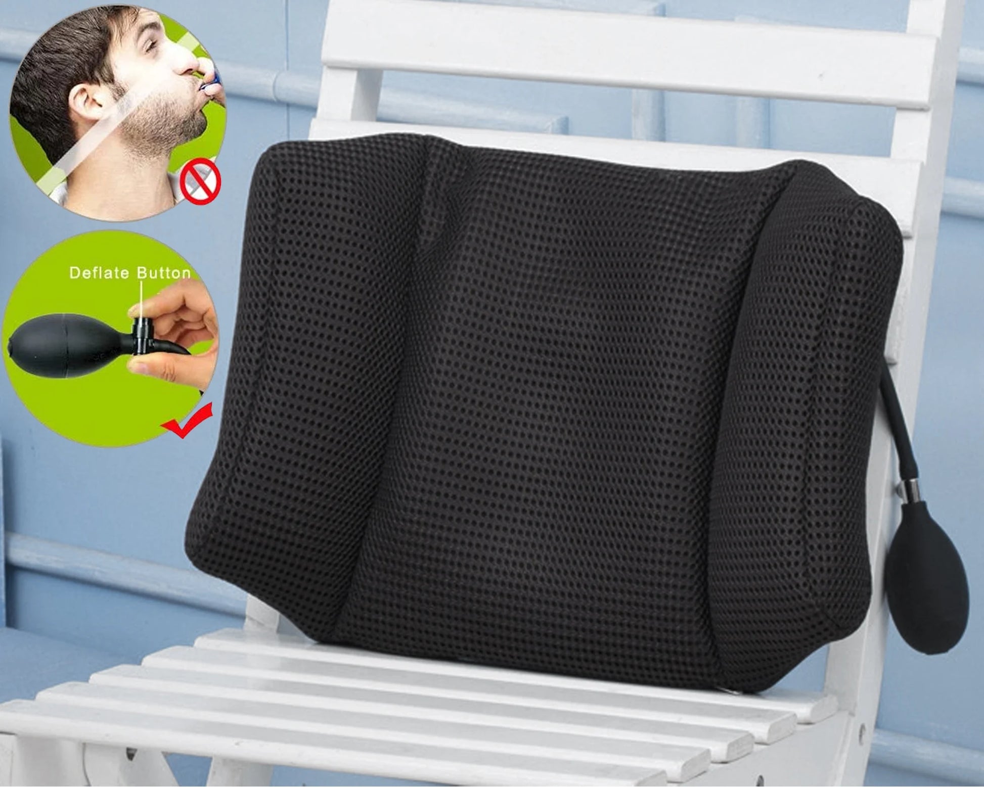 1Pcs  Portable Inflatable Lumbar Support Cushion/ Massage Pillow for Travel Office Car Camping to Wais Back Pain Relief