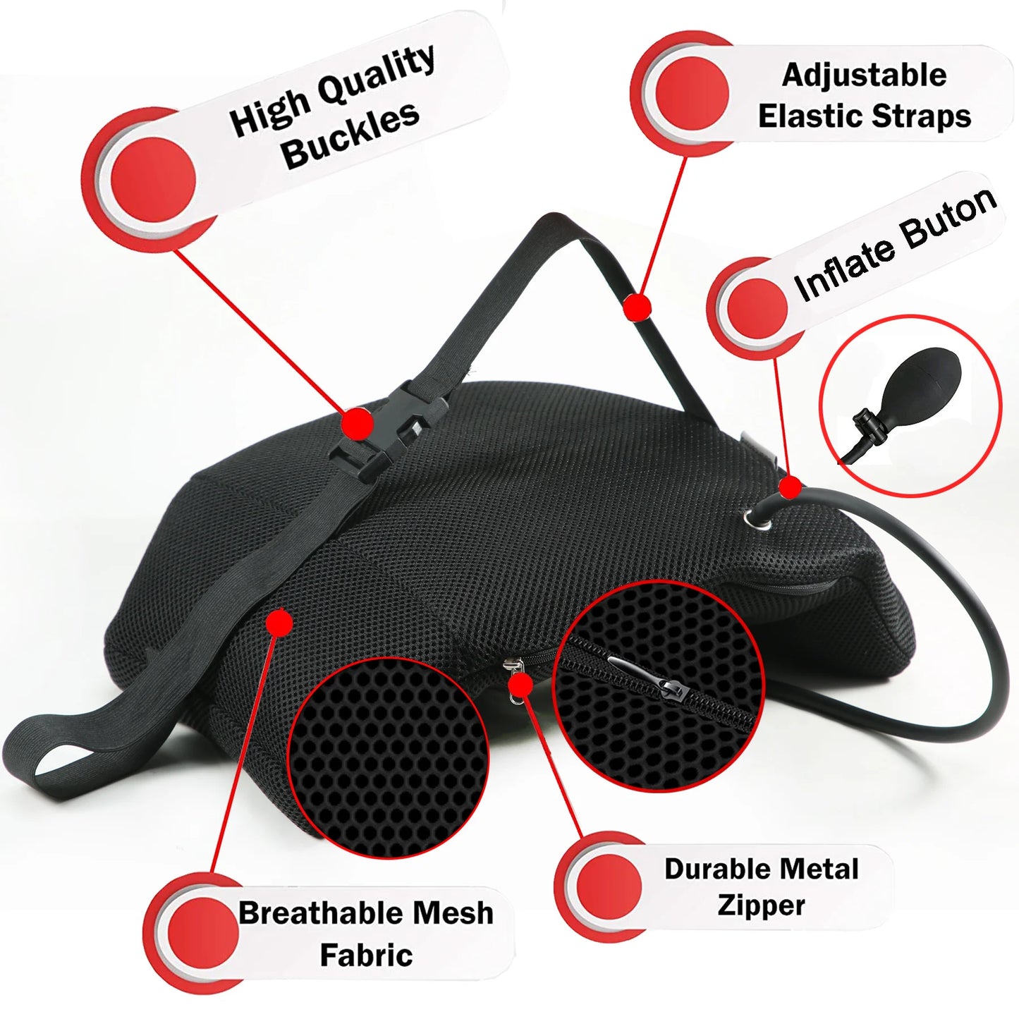 1Pcs  Portable Inflatable Lumbar Support Cushion/ Massage Pillow for Travel Office Car Camping to Wais Back Pain Relief