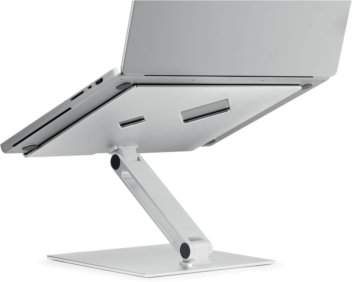 Folding Adjustable Laptop and Tablet Stand - Non-Slip Silver Aluminum Mount for 10" to 17" Devices - Portable Design for Convenient Storage
