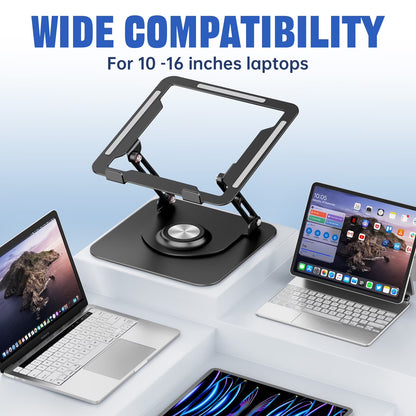 Laptop Stand for Desk,  Aluminium Alloy Adjustable 360° Ergonomic Riser for 10-16" Laptops
