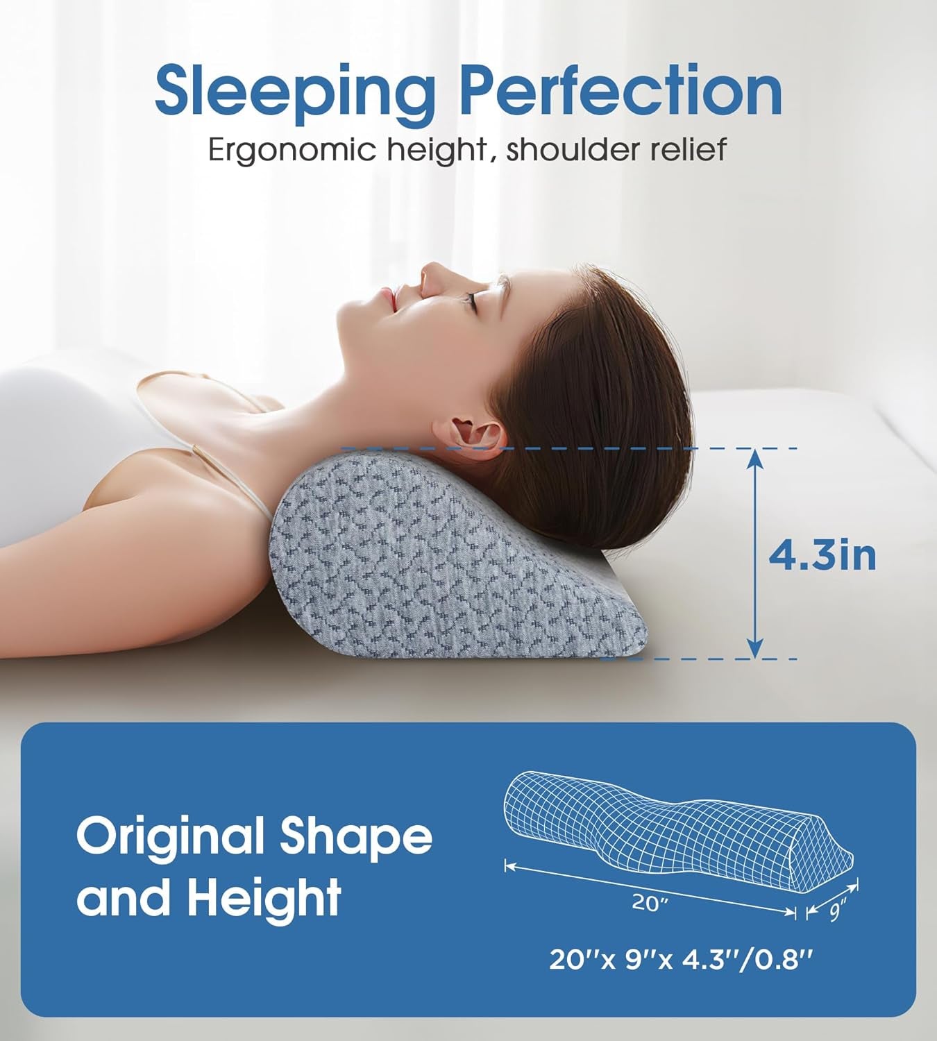 Cervical Neck Pillows for Pain Relief Sleeping, High-Density Memory Foam Pillow Neck for Bolster Support and Shoulder Relaxer, Decompression Devices Orthopedic Roll Pillow for Bed Office