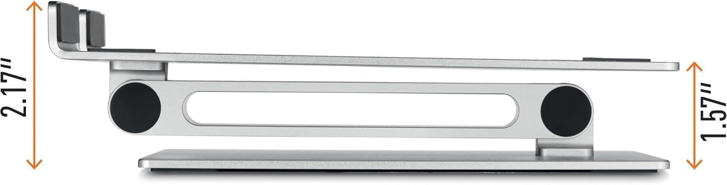 Folding Adjustable Laptop and Tablet Stand - Non-Slip Silver Aluminum Mount for 10" to 17" Devices - Portable Design for Convenient Storage
