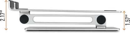 Folding Adjustable Laptop and Tablet Stand - Non-Slip Silver Aluminum Mount for 10" to 17" Devices - Portable Design for Convenient Storage