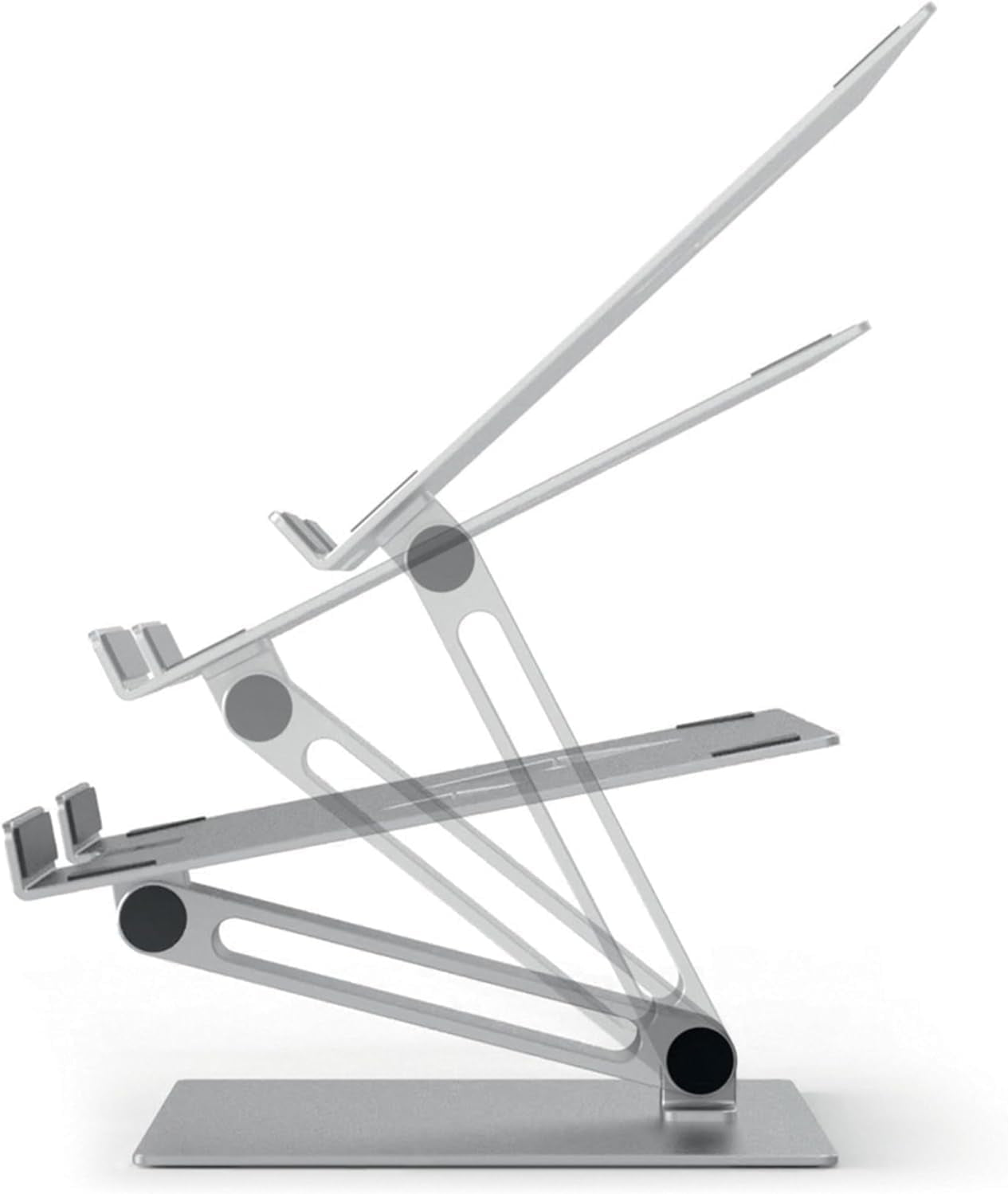 Folding Adjustable Laptop and Tablet Stand - Non-Slip Silver Aluminum Mount for 10" to 17" Devices - Portable Design for Convenient Storage
