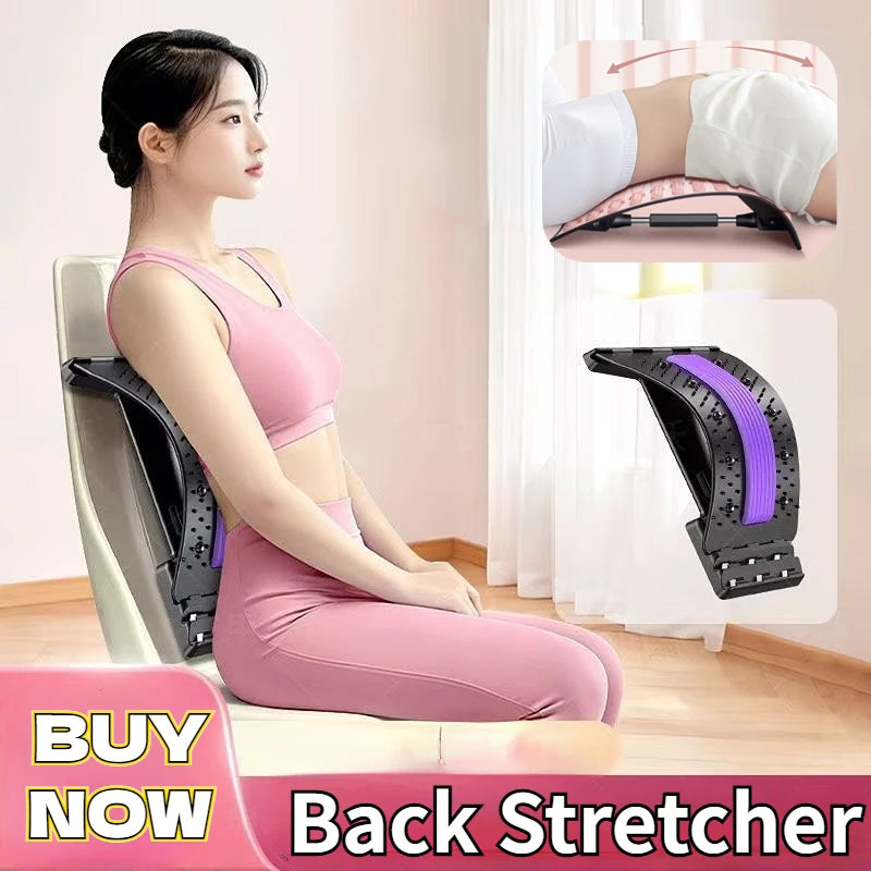 Multi-Level Back & Neck Stretcher - Adjustable Lumbar Support for Deep Stretch, Yoga-Like Flexibility