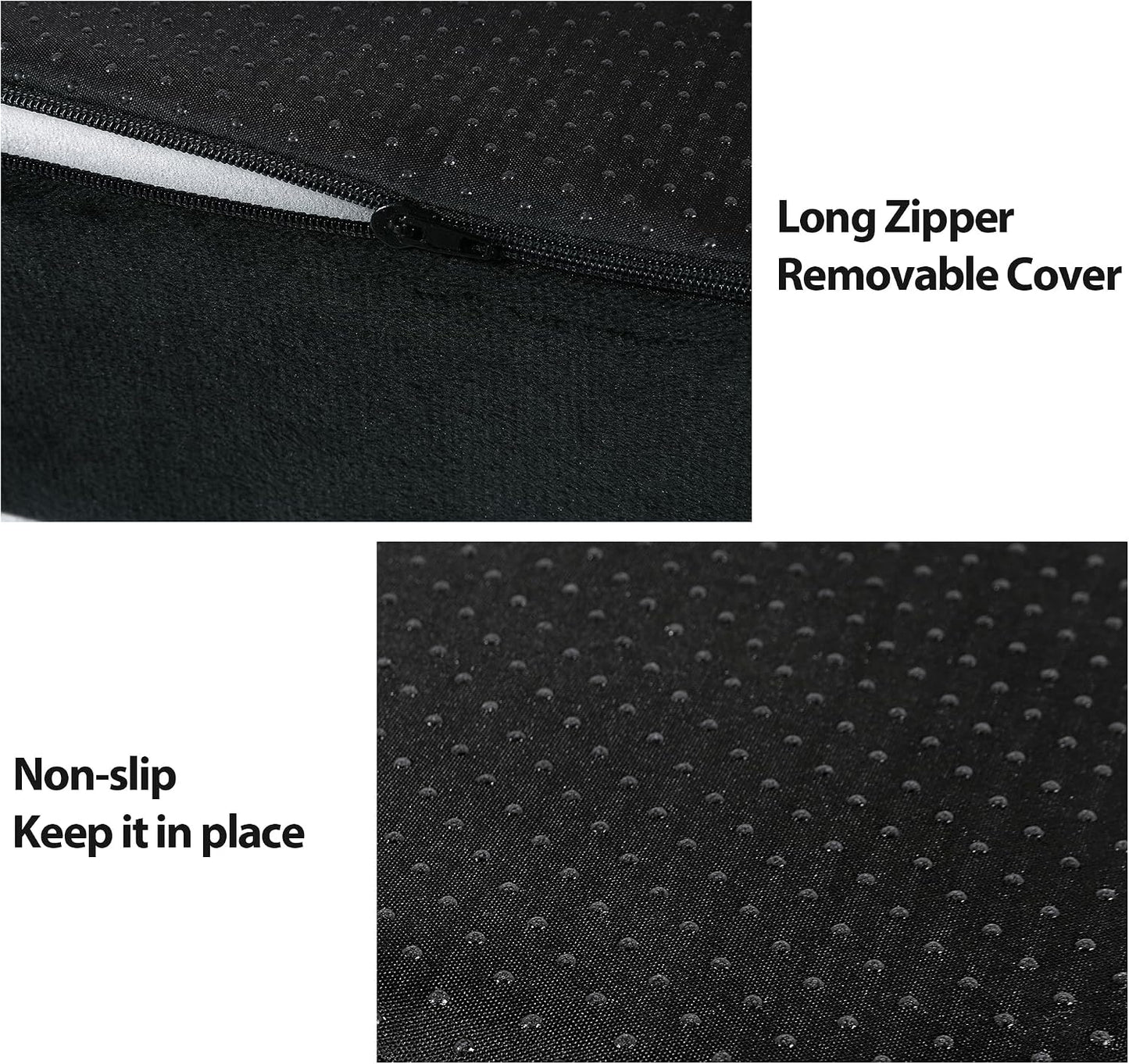 Recliner Seat Cushion with Lumbar Supportive Pillow Extra Large Non-Slip Seat Cushion with Back Support Cushions,Cruve Edge Design for Relief Thighs Pressure, Black