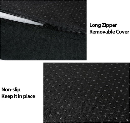 Recliner Seat Cushion with Lumbar Supportive Pillow Extra Large Non-Slip Seat Cushion with Back Support Cushions,Cruve Edge Design for Relief Thighs Pressure, Black