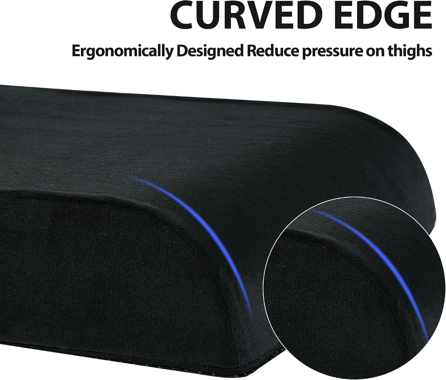 Recliner Seat Cushion with Lumbar Supportive Pillow Extra Large Non-Slip Seat Cushion with Back Support Cushions,Cruve Edge Design for Relief Thighs Pressure, Black