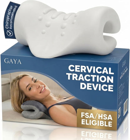 Neck Stretcher, Cervical Traction Device, Removable Washable Sleeve | FSA HSA Eligible, Firm PU Core with 10 Pressure Points, Gentle or Firm Intensity Options, 5-15 Min Daily Use