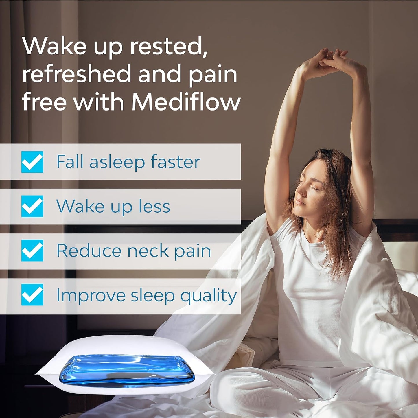 Fiber: the First & Original Water Pillow, Clinically Proven to Reduce Neck Pain & Improve Sleep. Therapeutic, Ideal for People Looking for Proper Neck Support
