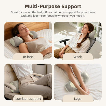 Organic Buckwheat Cervical Neck Pillow, Adjustable Neck Roll for Sleeping, Ergonomic Neck Support Bolster for Side & Back Sleepers, Firm Support Pillow for Neck Pain Relief & Spine Alignment