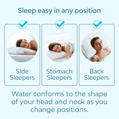 Fiber Water Pillow - Adjustable for Neck Pain Relief, Pillow for Side, Back, and Stomach Sleepers, the Original Inventor of the Water Pillow, Clinically Proven Bed Pillow (2 Packs)