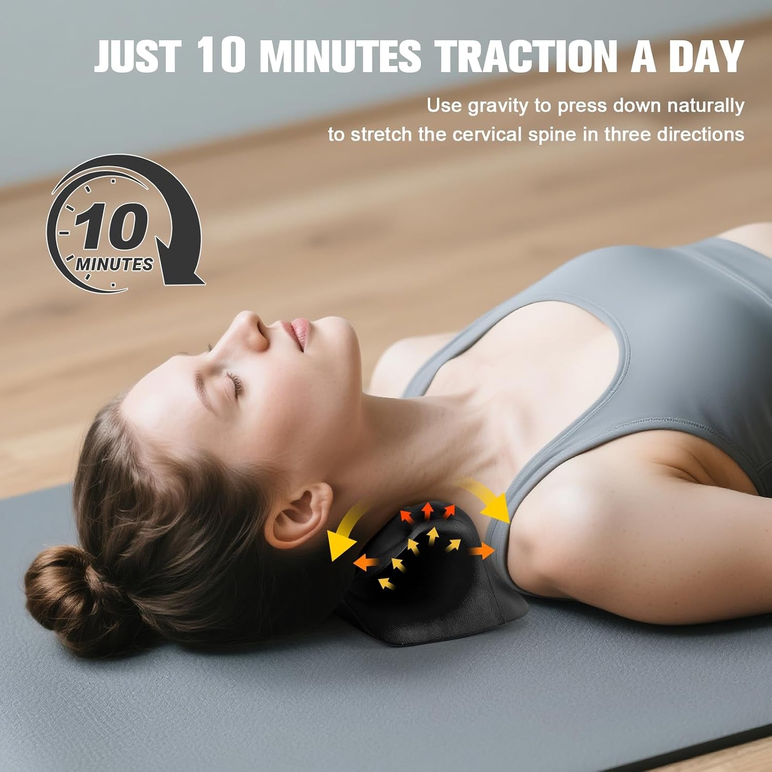 Neck Stretcher & Cervical Traction Pillow, TMJ & Shoulder Relief, Black | 13 Points, Ergonomic, Restores C-Curve. Eases Pain in 10 Mins. Durable Foam, Lightweight & Portable for Home & Office.
