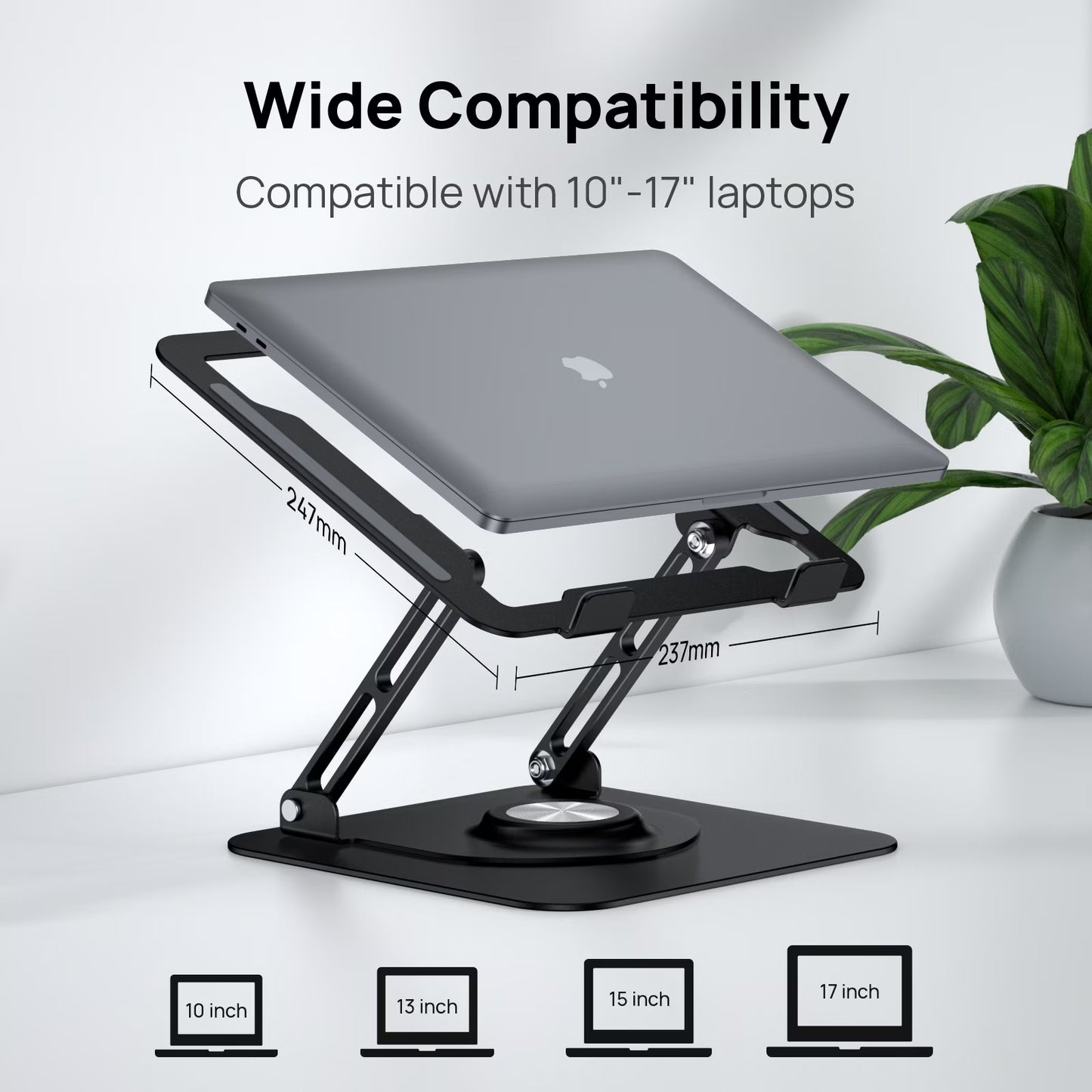 Laptop Stand for Desk,  Aluminium Alloy Adjustable 360° Ergonomic Riser for 10-16" Laptops