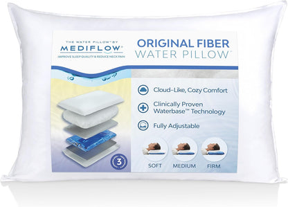 Fiber: the First & Original Water Pillow, Clinically Proven to Reduce Neck Pain & Improve Sleep. Therapeutic, Ideal for People Looking for Proper Neck Support