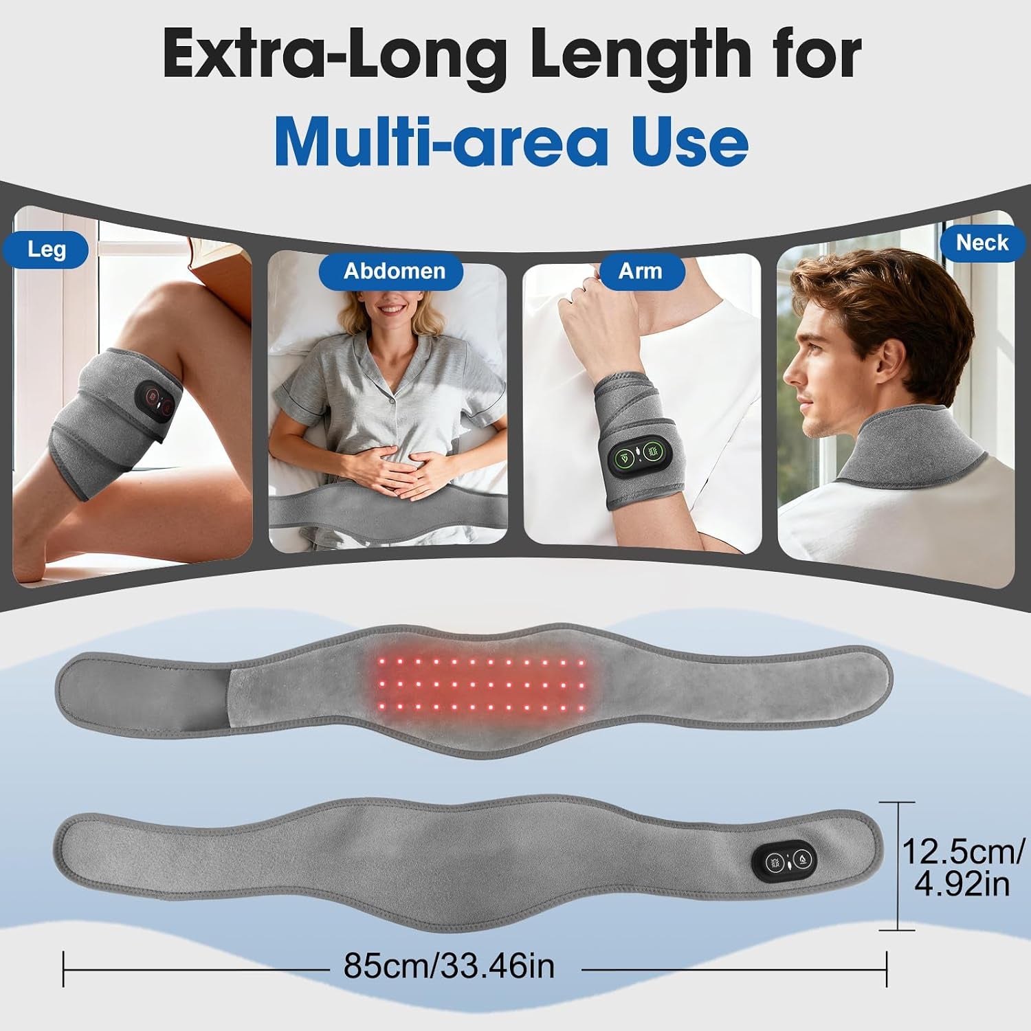 Cordless Neck Heating Pad for Pain, Neck Massager with 660Nm 850Nm Red Light, Neck Heating Pad for Pain Electric, Heated Neck Brace Wrap for Soreness Stiffness Pain Relief