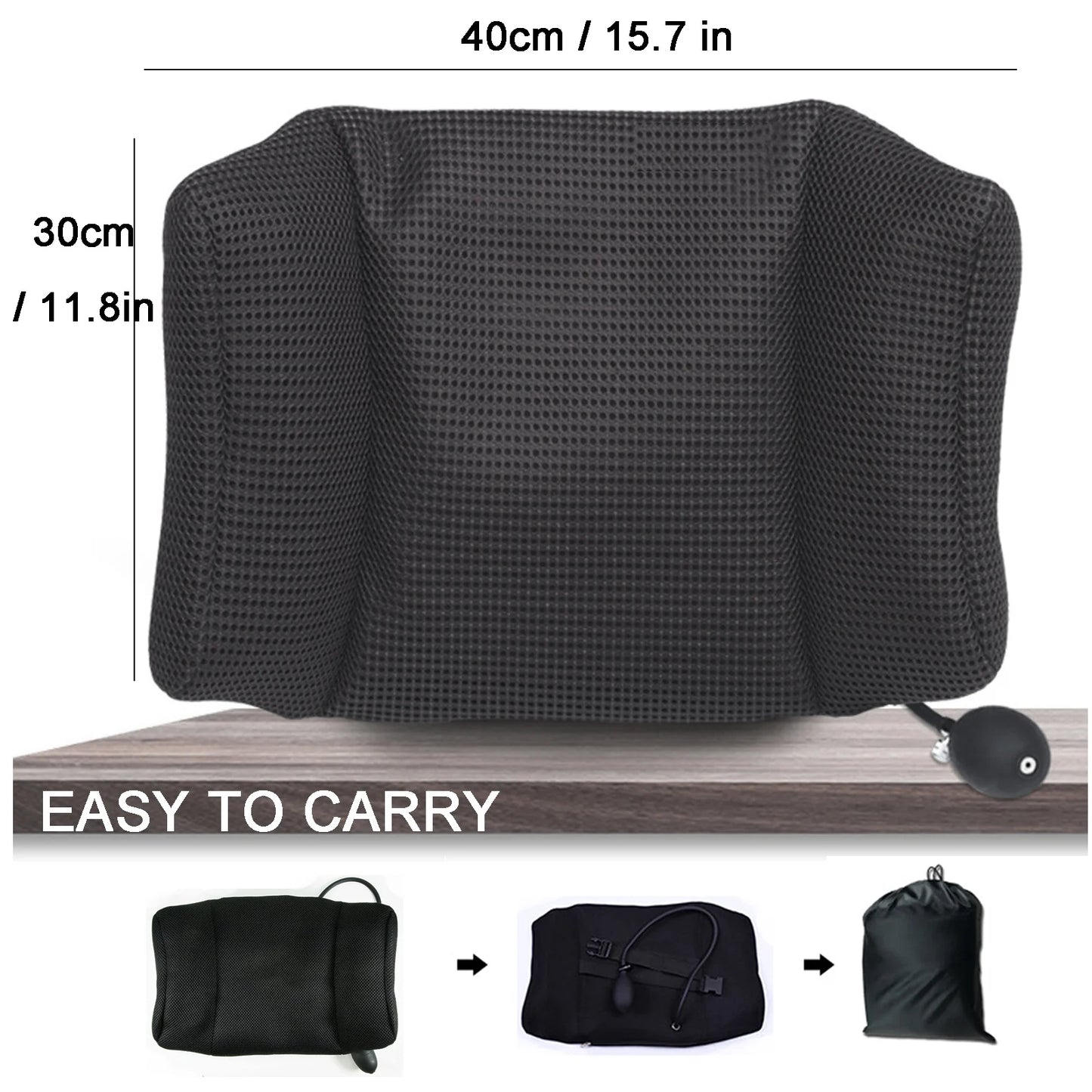1Pcs  Portable Inflatable Lumbar Support Cushion/ Massage Pillow for Travel Office Car Camping to Wais Back Pain Relief