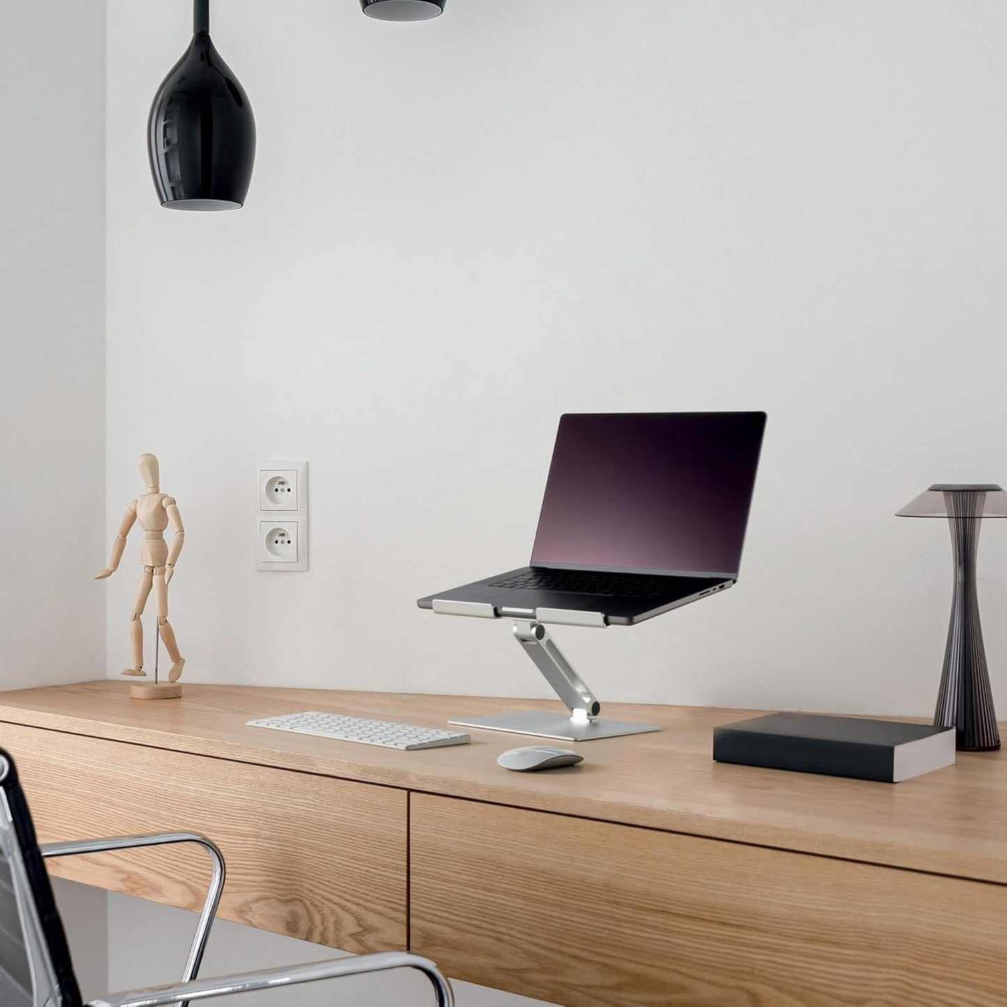 Folding Adjustable Laptop and Tablet Stand - Non-Slip Silver Aluminum Mount for 10" to 17" Devices - Portable Design for Convenient Storage
