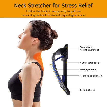 4 Level Neck Stretches Massage Apparatus Neck Shoulder Stretcher Cervical Spine Support Relaxer Muscle Massage Assistance Tool
