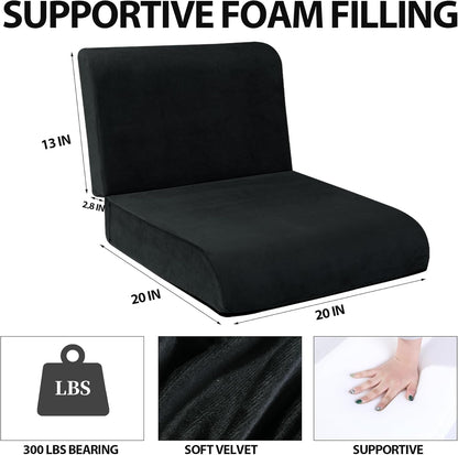 Recliner Seat Cushion with Lumbar Supportive Pillow Extra Large Non-Slip Seat Cushion with Back Support Cushions,Cruve Edge Design for Relief Thighs Pressure, Black