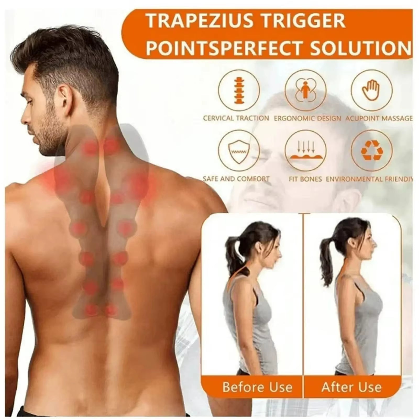 Cervical Traction Device Neck Stretcher Massager for Neck Shoulder Stretcher,Trigger Point Massager Tool,Neck Support Device