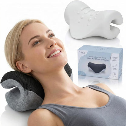 Neck Stretcher, Cervical Traction Device, Removable Washable Sleeve | FSA HSA Eligible, Firm PU Core with 10 Pressure Points, Gentle or Firm Intensity Options, 5-15 Min Daily Use